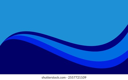 Abstract background of layered ocean water waves and blue sky. Vector illustration Presentation template