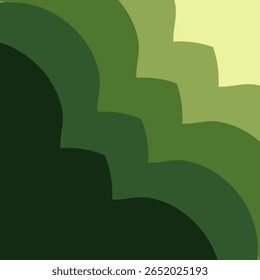 Um plano de fundo abstrato de formas onduladas, orgânicas e em camadas em uma paleta de cores verde monocromática.