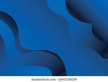  Fundo abstrato com efeito de corte de papel em camadas em negrito tons azuis. Contornos ondulados e gradientes suaves criam profundidade e movimento, ideais para temas de design moderno, apresentações e cenários criativos.
