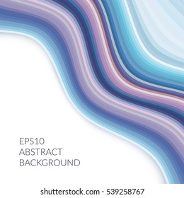 Abstract background with layered pattern. White empty space. Shades of blue and purple. Agate picture.