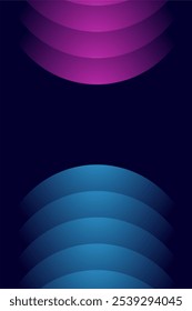 Fondo Abstractas con capas de Formas curvas púrpuras y azules sobre fondo negro.