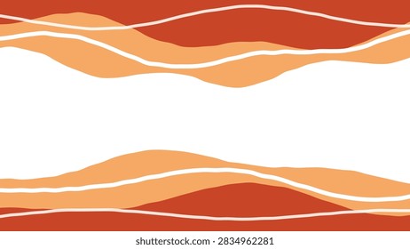 Abstract background with layered red orange beige wavy horizontal bands white lines geological strata modern design illustration