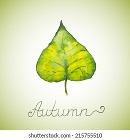 Abstract background with leaf. Watercolor paint. Autumn theme. Can be used for card, invitation or some text.