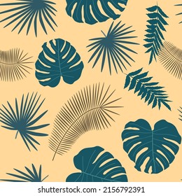 Abstract background of leaves. Beautiful seamless paper art illustration with colorful tropical palm leaves background. Leaf pattern. Natural flower pattern.