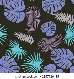 Abstract background of leaves. Beautiful seamless paper art illustration with colorful tropical palm leaves background. Leaf pattern. Natural flower pattern.