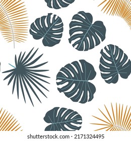 Abstract background of leaves. Beautiful seamless paper art illustration with colorful tropical palm leaves background. Leaf pattern. Natural flower pattern.