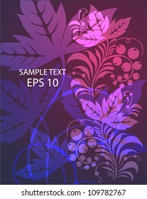 Abstract background with leaves and berries - vector