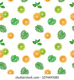 abstract background from leaves and citrus, pattern,  seamless texture