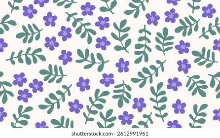 Abstract background with leaves and flowers. Seamless pattern with nature design elements