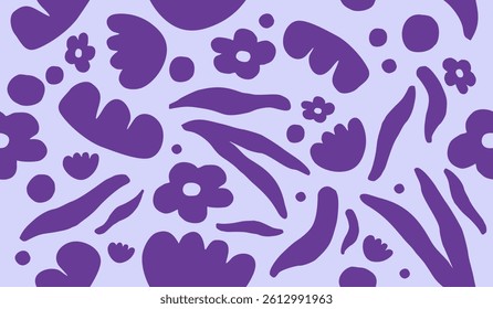 Abstract background with leaves and flowers. Seamless pattern with nature design elements