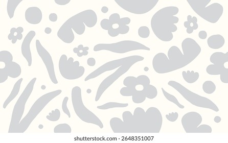 Abstrakter Hintergrund mit Blättern und Blumen. Nahtloses Muster mit Naturgestaltungselementen