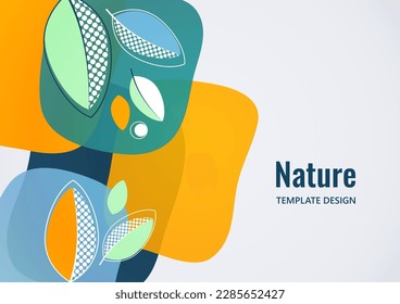 Abstrakter Hintergrund mit Blättern und geometrischen Formen. Eco-Banner im flachen Stil. Modernes Design für Papier, Deckel, Stoff, Inneneinrichtung und andere Benutzer. Vektorgrafik