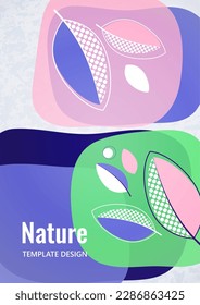 Abstract background with leaves and geometric shapes. Eco banner in flat style. Modern design for paper, cover, fabric, interior decor and other users. Vector illustration