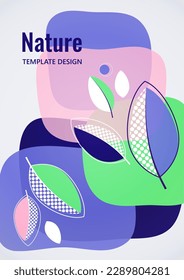 Fondo abstracto con hojas y formas geométricas. Banner ecológico de estilo plano. Diseño moderno para papel, cubierta, tela, decoración interior y otros usuarios. Ilustración del vector