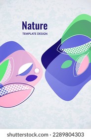 Abstract background with leaves and geometric shapes. Eco banner in flat style. Modern design for paper, cover, fabric, interior decor and other users. Vector illustration