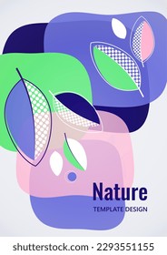 Abstrakter Hintergrund mit Blättern und geometrischen Formen. Eco-Banner im flachen Stil. Modernes Design für Papier, Deckel, Stoff, Inneneinrichtung und andere Benutzer. Vektorgrafik