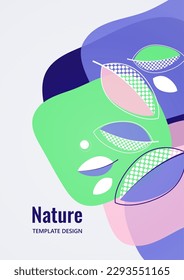 Abstract background with leaves and geometric shapes. Eco banner in flat style. Modern design for paper, cover, fabric, interior decor and other users. Vector illustration