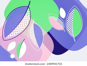 Abstract background with leaves and geometric shapes. Eco banner in flat style. Modern design for paper, cover, fabric, interior decor and other users. Vector illustration