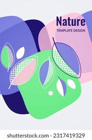 Abstract background with leaves and geometric shapes. Eco banner in flat style. Modern design for paper, cover, fabric, interior decor and other users. Vector illustration
