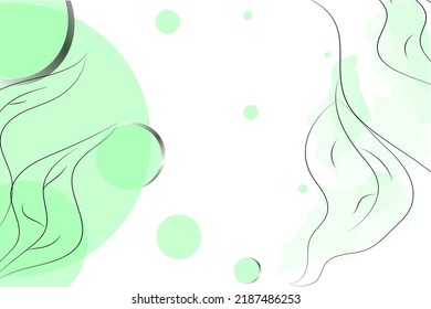 Abstract background with leaves and green circles with silver 