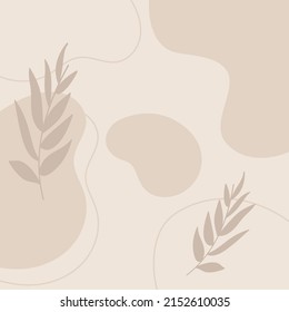 Abstract background. Leaves on a beige background. Background for website, instagram, postcard.