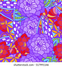 Abstract background of leaves and petals of the flower drawing  patterned