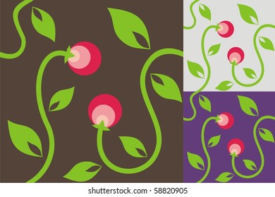 Abstract background with leaves and red berries