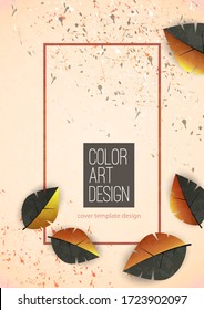 Fondo abstracto con hojas y espacio para texto. Cartel publicitario, volante, portada o banner web. Plantilla para la venta de diseño, descuentos. Ilustración del vector