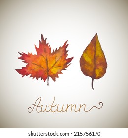 Abstract background with leaves. Watercolor paint. Autumn theme. Can be used for card, invitation or some text.
