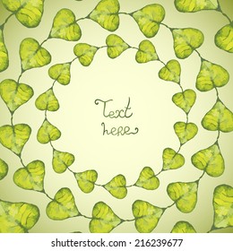 Abstract background with leaves. Watercolor paint. Autumn theme. Can be used for card, invitation or some text.