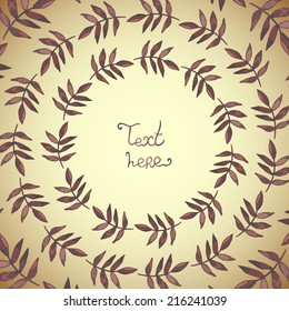 Abstract background with leaves. Watercolor paint. Autumn theme. Can be used for card, invitation or some text.