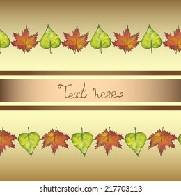 Abstract background with leaves. Watercolor paint. Autumn theme. Can be used for card, invitation or some text.