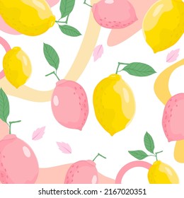 Abstract background with lemon, colorful background,Lemon background.tropical. Summer pattern