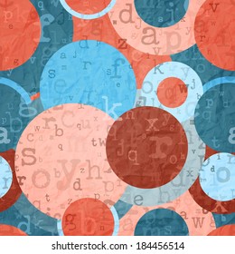abstract background with letters and circles on shabby paper texture 