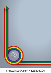 Abstract background with lgbt symbol and ribbon flag curling 