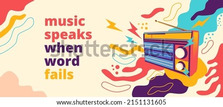 Abstract background lifestyle graffiti design with retro radio and slogan vector illustration