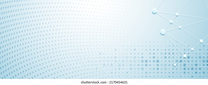 Abstrakter Hintergrund in hellblauen Farben aus großen und kleinen Punkten, die durch gerade Linien verbunden sind