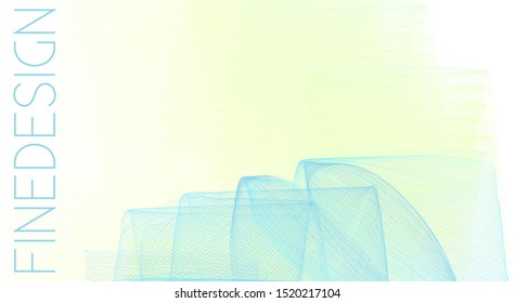 Abstract background with light blue and cream subtle shading by thin wavy lines on a white. Vector graphic pattern