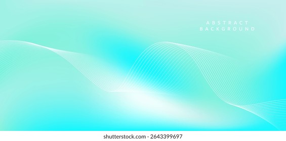 Abstract background in light blue and turquoise tones gives a refreshing, soothing and cool feeling. The illustrations are composed of soft and flowing lines and waves.