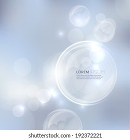 Abstract background with light and bright spots and  soap bubbles. 