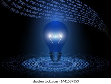 Abstract background light bulb lit. The concept of a new business idea, global discovery. Vector illustration for your design.