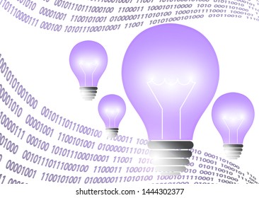 Abstract background light bulb lit. The concept of a new business idea, global discovery. Vector illustration for your design.