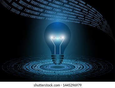 Abstract background light bulb lit. The concept of a new business idea, global discovery. Vector illustration for your design.