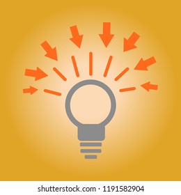 Abstract background, light bulb on a light brown background, vector