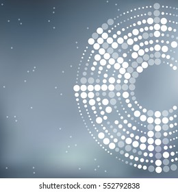 Abstract background with light circles. Winter feeling. Disco style