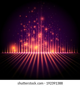 Abstract background, light column with sparks, equalizer style vector