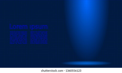 Abstract background with light glow on top and shadow on the bottom. Vector Illustration with thin network grid in blue color.
