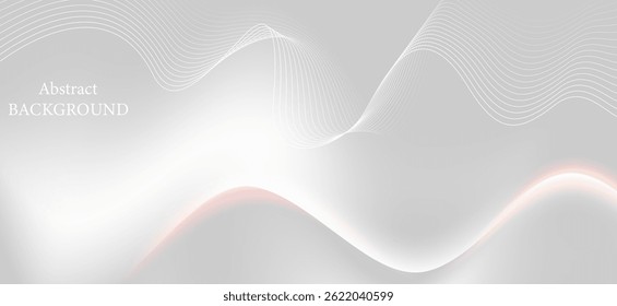 Abstract background in light gray and white tones, creating a clean and elegant look. The content features soft, moving curves and lines.