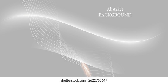 Abstract background in light gray and white tones, with soft and orderly curved and thin lines moving gently and systematically. The lines look like gentle waves or wind ripples.