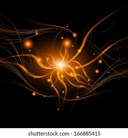 Linhas de luz de fundo abstratas, onda futurista. Ilustração vetorial